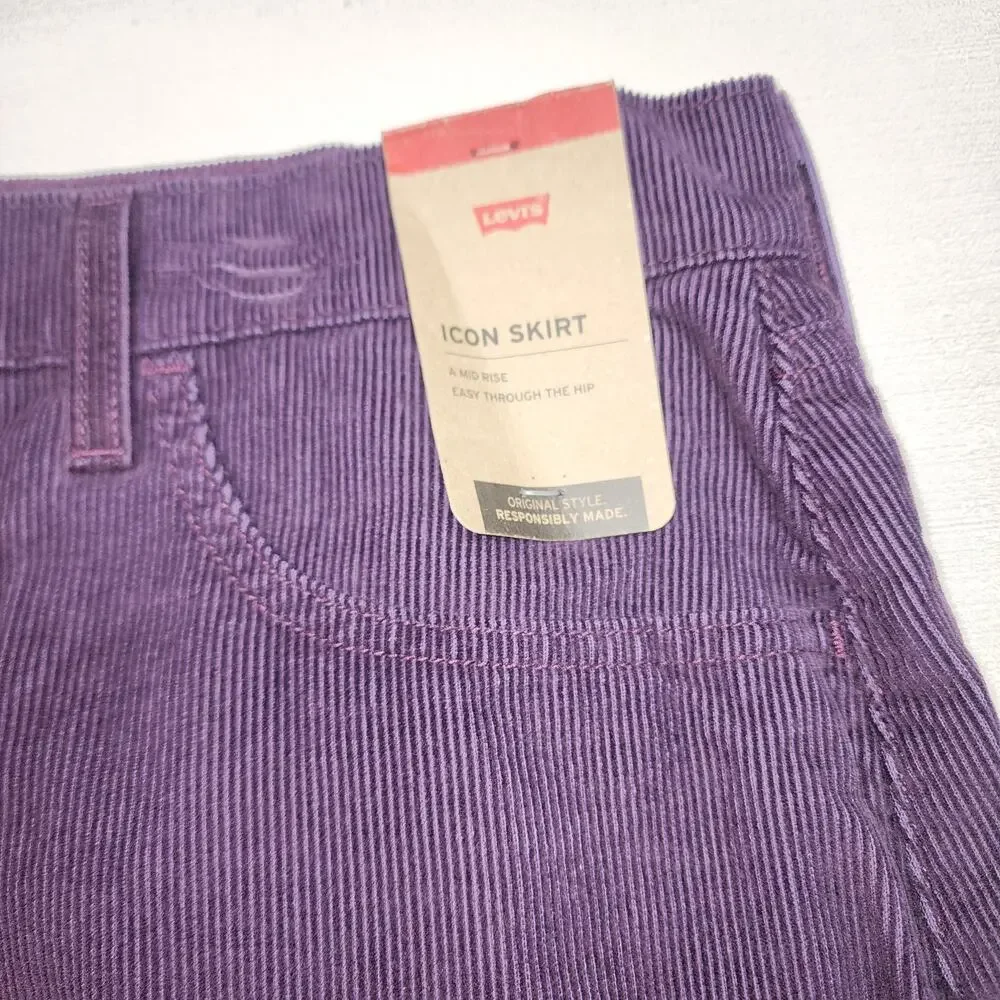 Levi's Icon corduroy skirt W33''x L15'' NWT-button fly - Picture 5 of 8